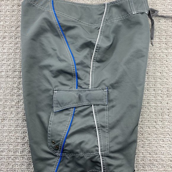 Champion Swim Trunks Men Medium M Gray Blue Bathing Suit Board Shorts Embroider - Picture 4 of 12